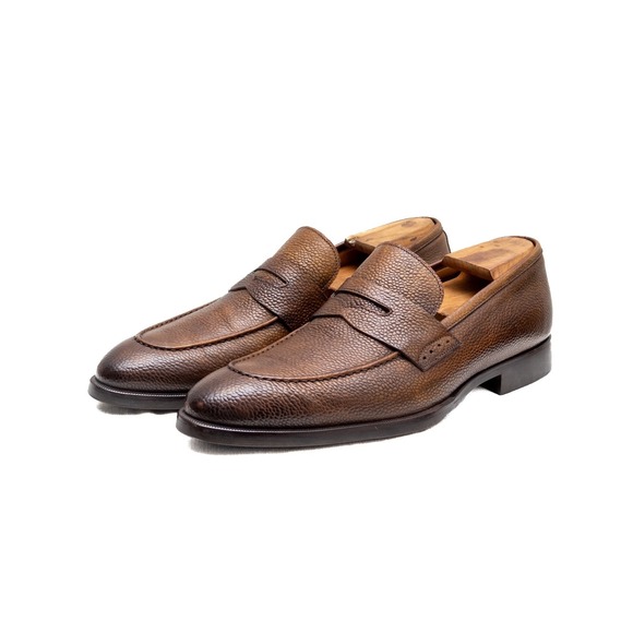 Di Bianco SPQR Men's Brera' Brown Pebble Grained Leather Loafers – Size US 12 - Picture 6 of 13